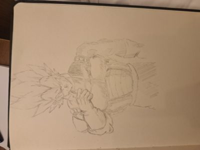Vegeta z paluchem - szkic ołówkiem